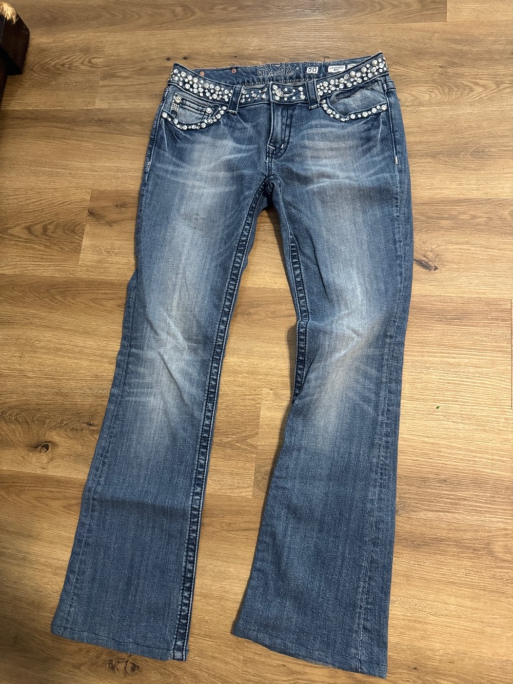 Miss Me Medium Blue Rhinestone Bootcut Jeans